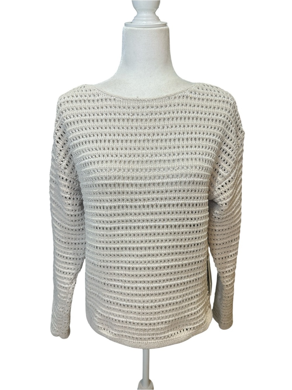 Joie Open-Knit Metallic Thread Sweater -
Pullover Cream / Neutral